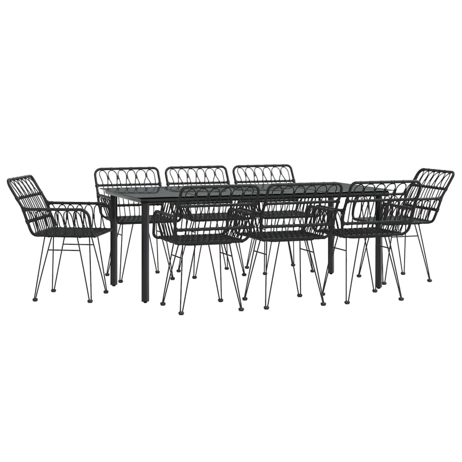 9-Delige Tuinset Poly Rattan 8 200 cm tafellengte Zwart