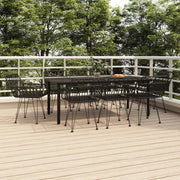 Tuinset poly rattan 9-delig zwart 200x100x74 cm
