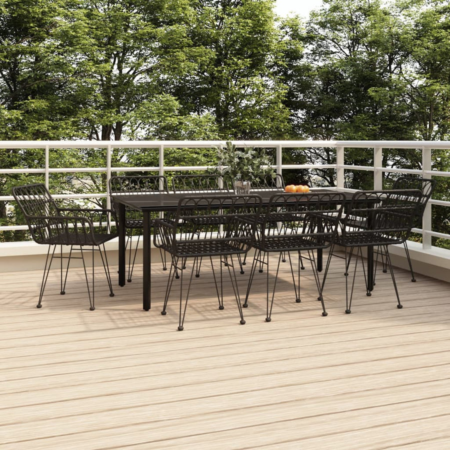 9-Delige Tuinset Poly Rattan 8 200 cm tafellengte Zwart