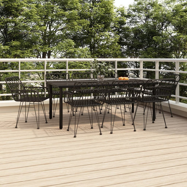 -Delige Tuinset Poly Rattan 9 200 cm tafellengte Zwart