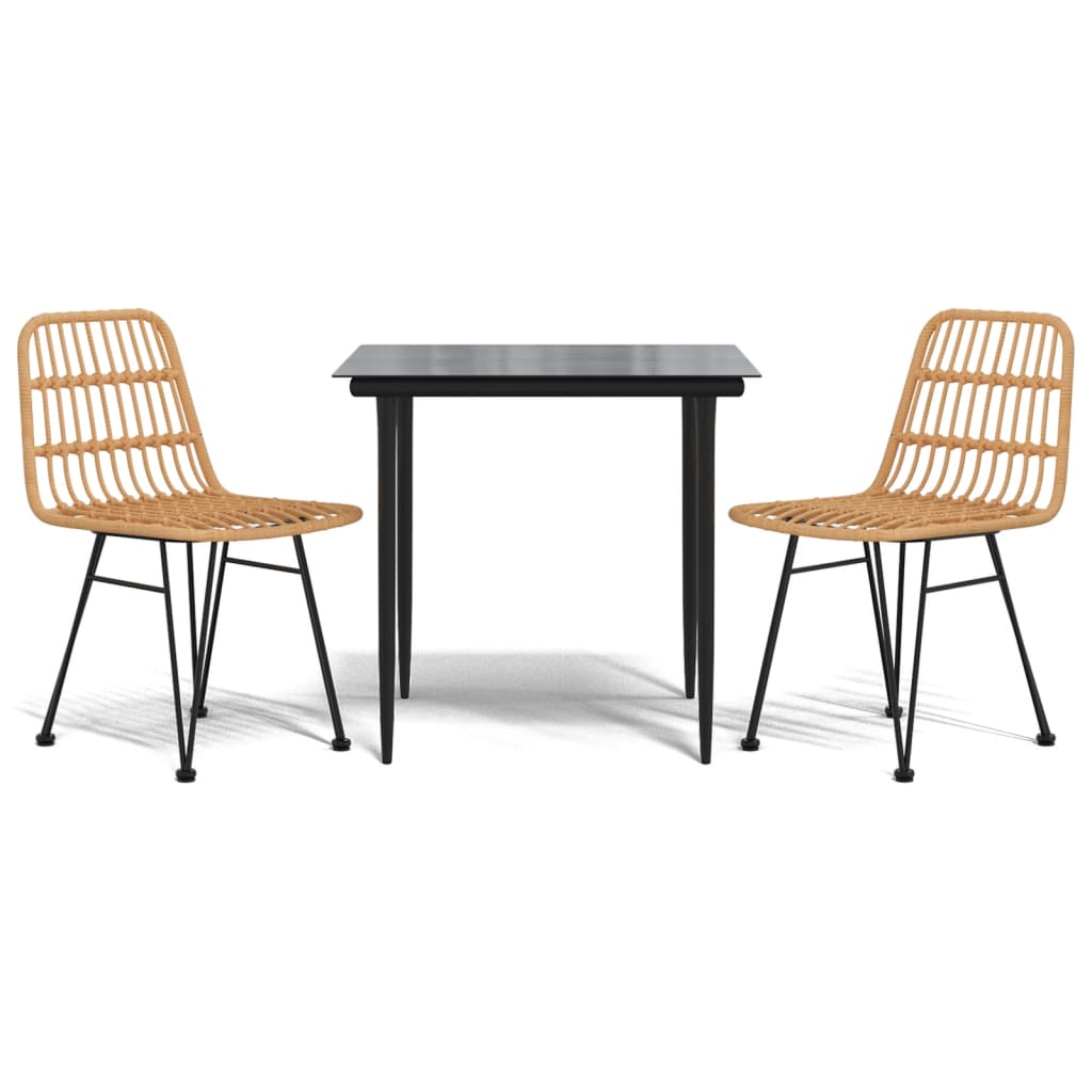 -Delige Tuinset Poly Rattan 3 80 cm tafellengte Bruin