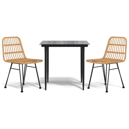 -Delige Tuinset Poly Rattan 3 80 cm tafellengte Bruin