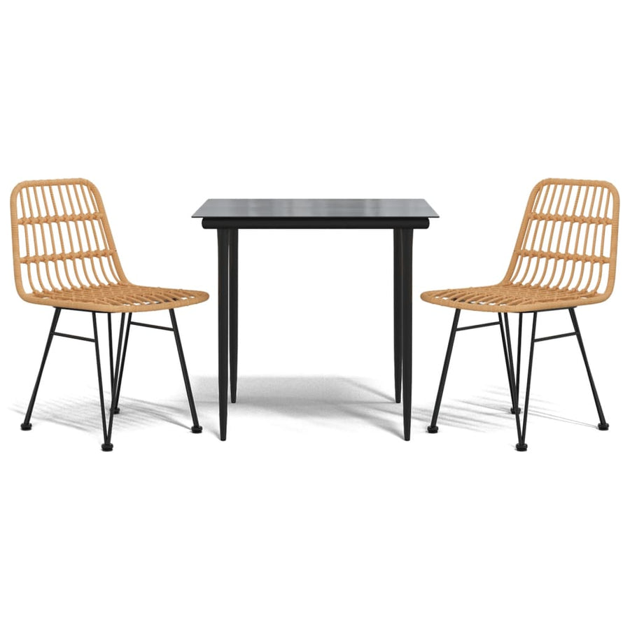 -Delige Tuinset Poly Rattan 3 80 cm tafellengte Bruin