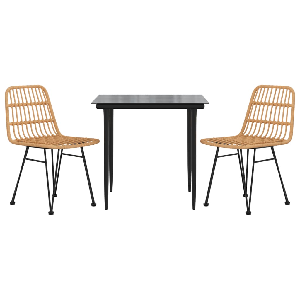 -Delige Tuinset Poly Rattan 3 80 cm tafellengte Bruin