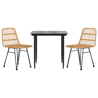 -Delige Tuinset Poly Rattan 3 80 cm tafellengte Bruin