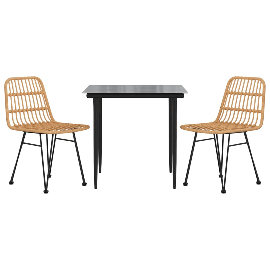 -Delige Tuinset Poly Rattan 3 80 cm tafellengte Bruin