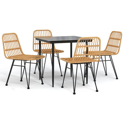 -Delige Tuinset Poly Rattan 5 80 cm tafellengte Bruin
