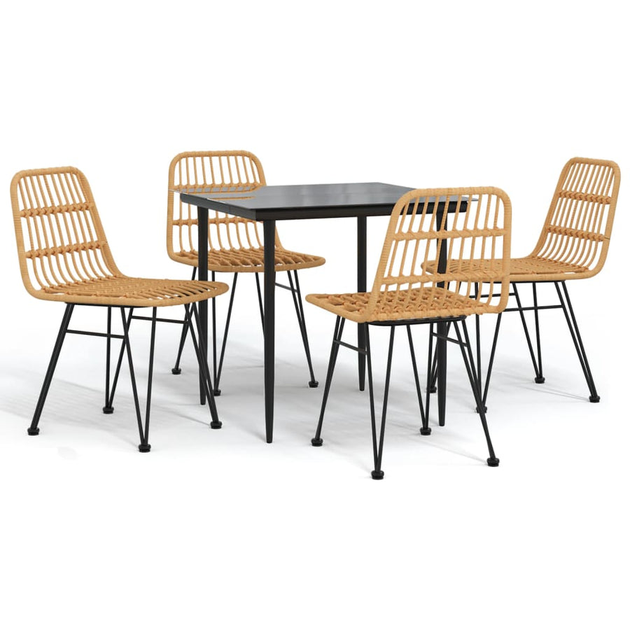 -Delige Tuinset Poly Rattan 5 80 cm tafellengte Bruin