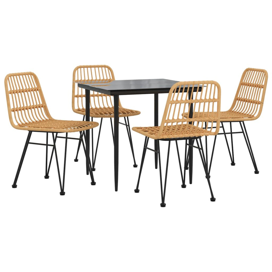-Delige Tuinset Poly Rattan 5 80 cm tafellengte Bruin