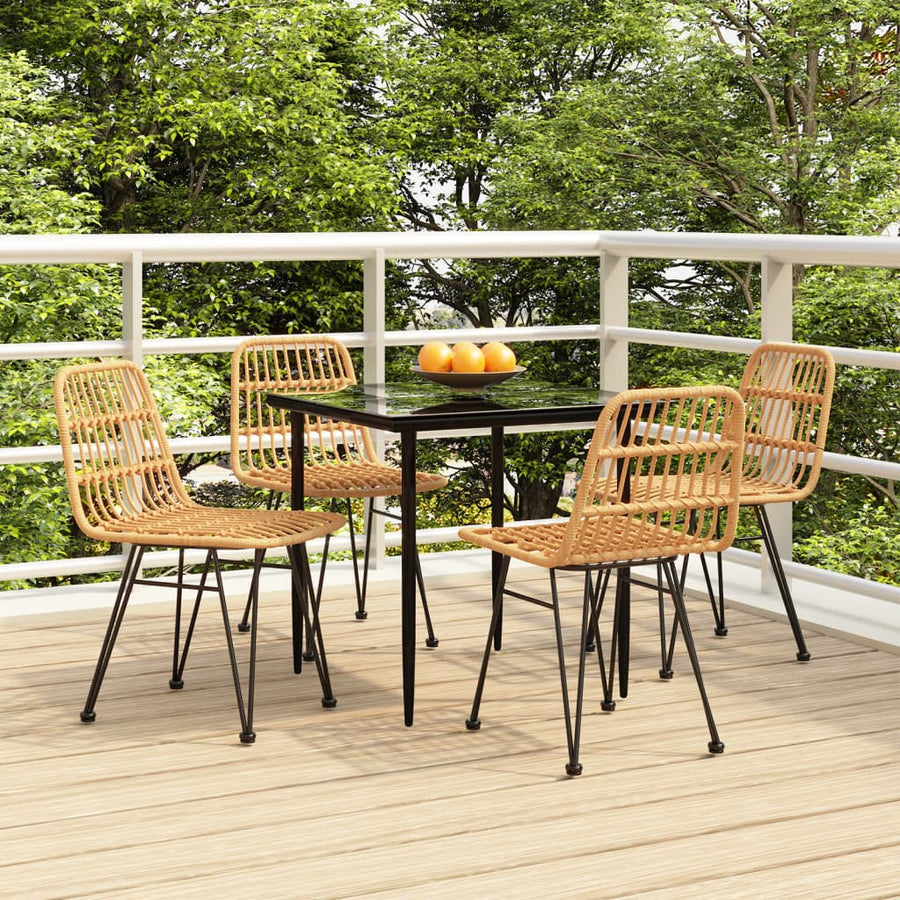 -Delige Tuinset Poly Rattan 5 80 cm tafellengte Bruin