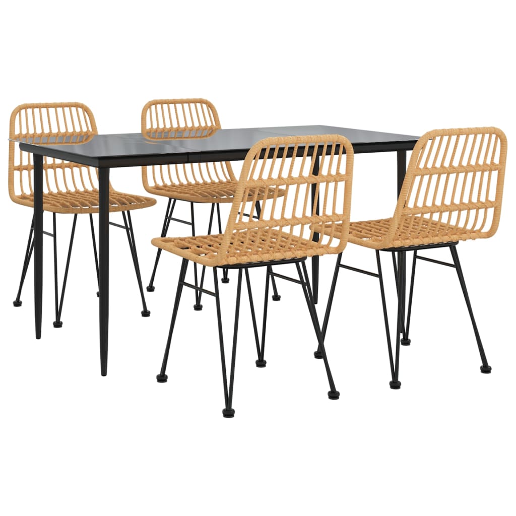 -Delige Tuinset Poly Rattan 5 140 cm tafellengte Bruin