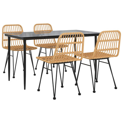 -Delige Tuinset Poly Rattan 5 140 cm tafellengte Bruin