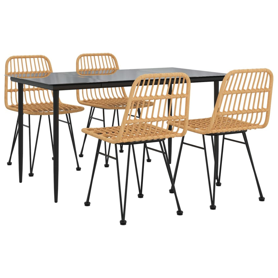 -Delige Tuinset Poly Rattan 5 140 cm tafellengte Bruin