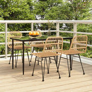 Tuinset poly rattan 5-delig zwart 140x70x74 cm