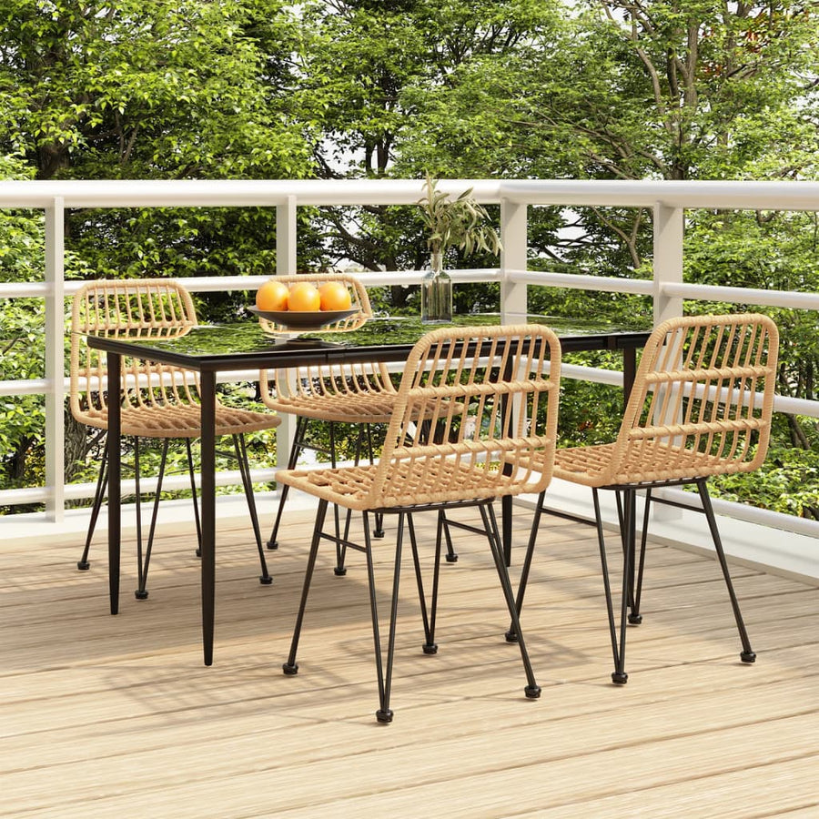 -Delige Tuinset Poly Rattan 5 140 cm tafellengte Bruin