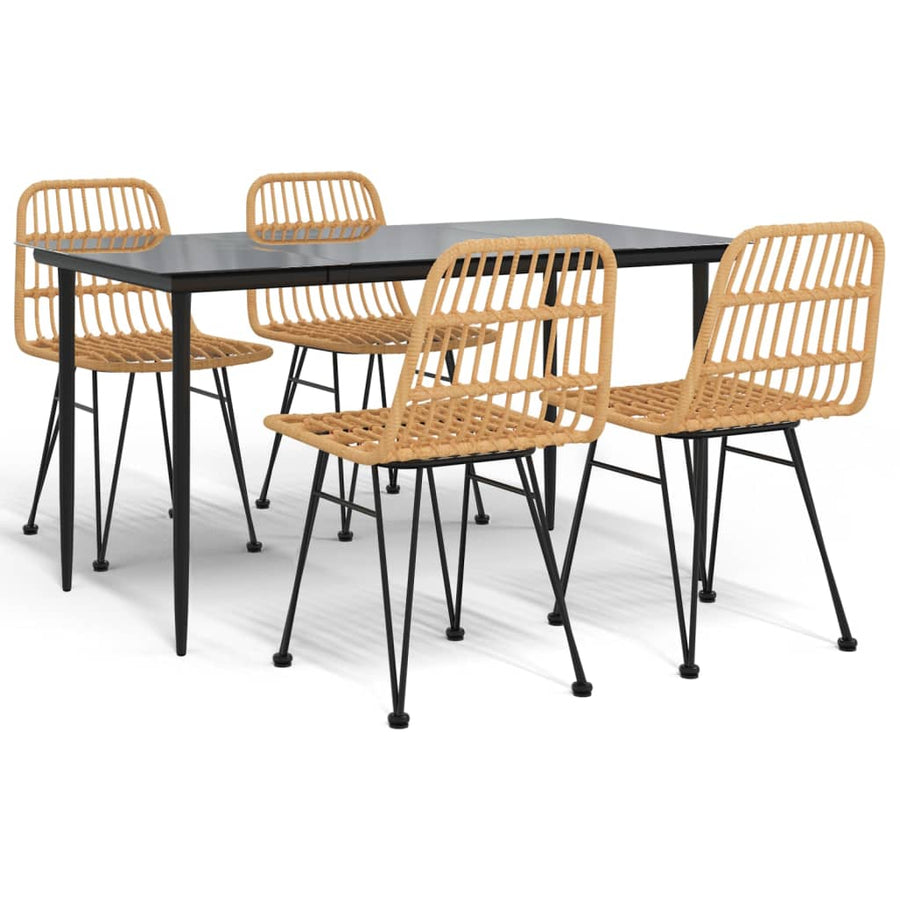 -Delige Tuinset Poly Rattan 5 160 cm tafellengte Bruin