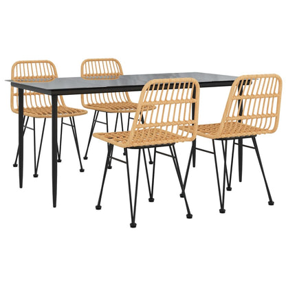 -Delige Tuinset Poly Rattan 5 160 cm tafellengte Bruin