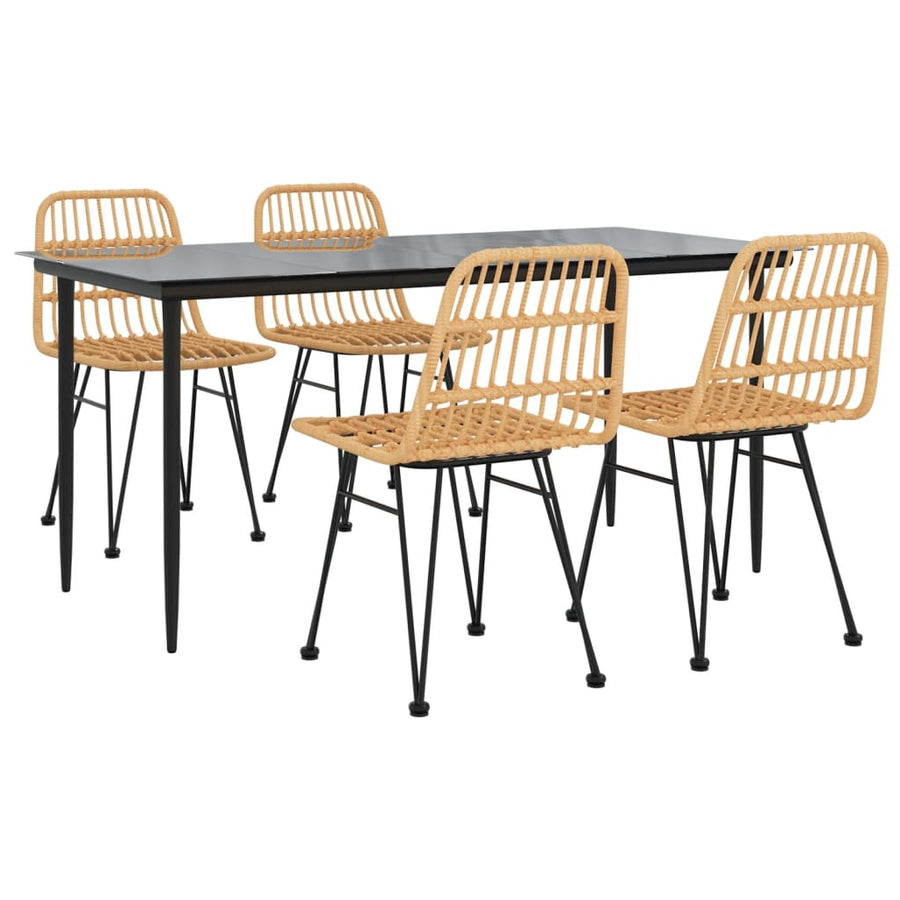 -Delige Tuinset Poly Rattan 5 160 cm tafellengte Bruin