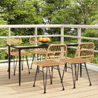 Tuinset poly rattan 5-delig zwart 160x80x74 cm
