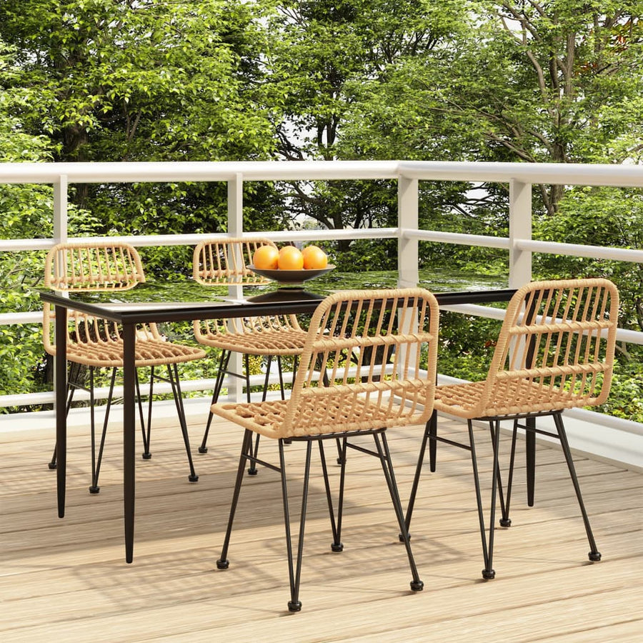 -Delige Tuinset Poly Rattan 5 160 cm tafellengte Bruin