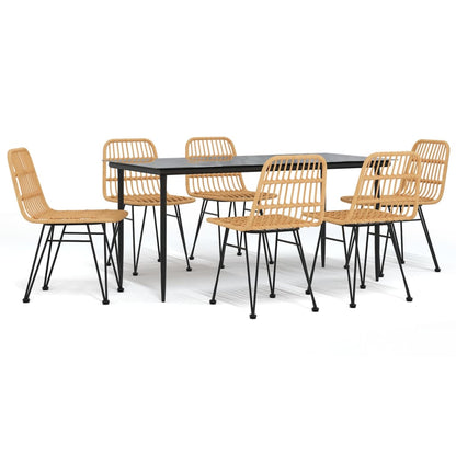 -Delige Tuinset Poly Rattan 7 160 cm tafellengte Bruin