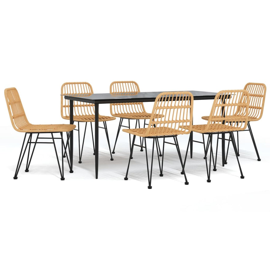 -Delige Tuinset Poly Rattan 7 160 cm tafellengte Bruin
