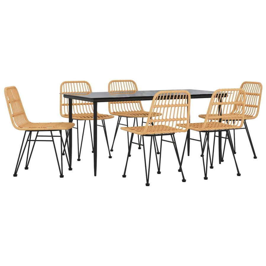 -Delige Tuinset Poly Rattan 7 160 cm tafellengte Bruin