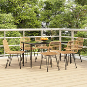 Tuinset 7-delig poly rattan zwart