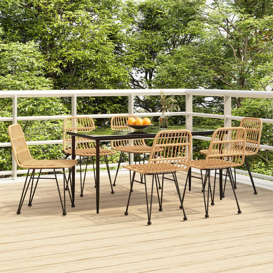 -Delige Tuinset Poly Rattan 7 160 cm tafellengte Bruin