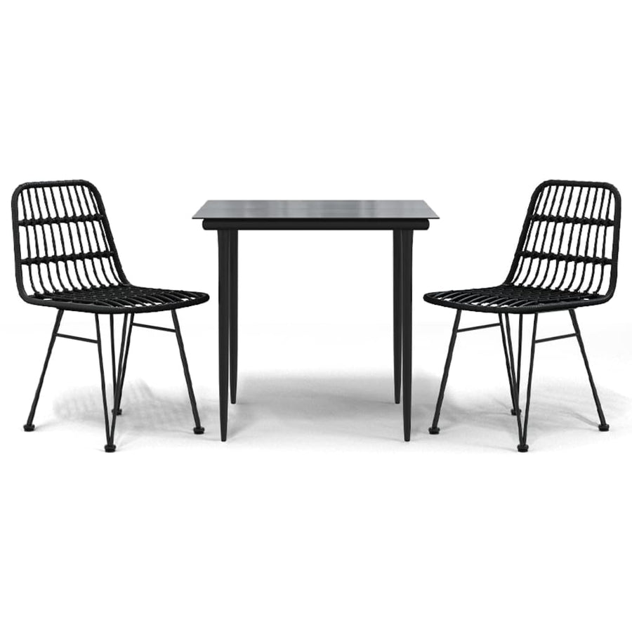 -Delige Tuinset Poly Rattan 3 80 cm tafellengte Zwart