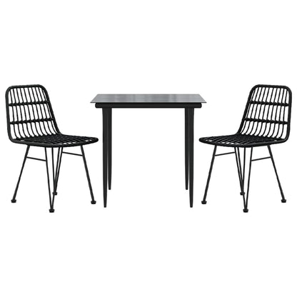 -Delige Tuinset Poly Rattan 3 80 cm tafellengte Zwart