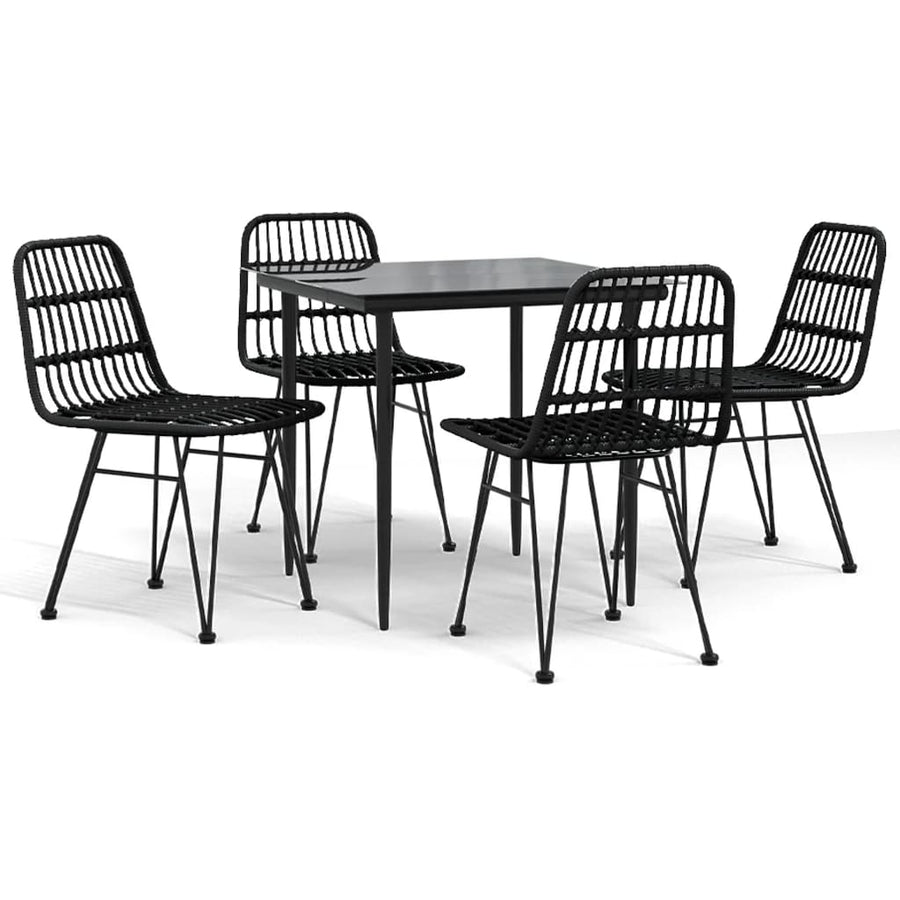 -Delige Tuinset Poly Rattan 5 80 cm tafellengte Zwart