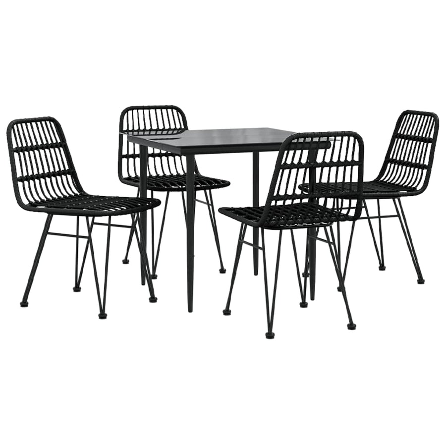 -Delige Tuinset Poly Rattan 5 80 cm tafellengte Zwart