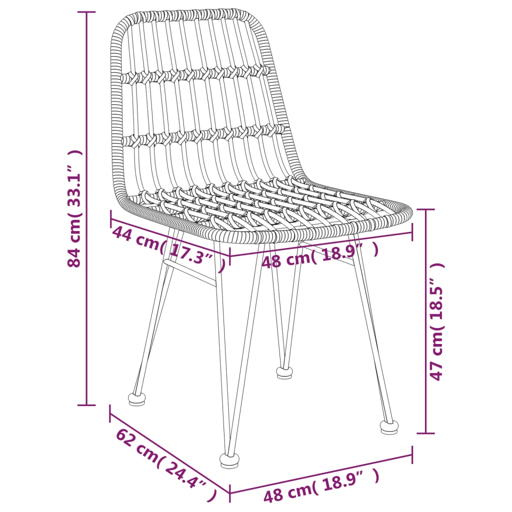 -Delige Tuinset Poly Rattan 5 80 cm tafellengte Zwart