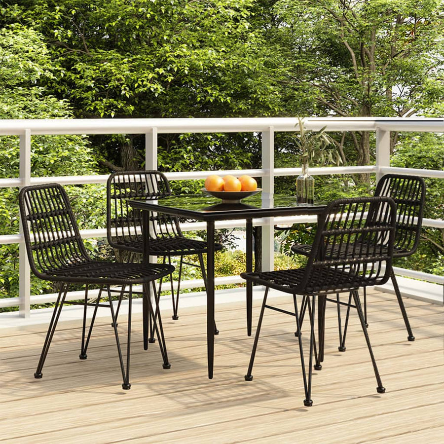 -Delige Tuinset Poly Rattan 5 80 cm tafellengte Zwart