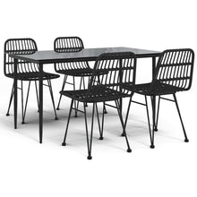 -Delige Tuinset Poly Rattan 5 140 cm tafellengte Zwart