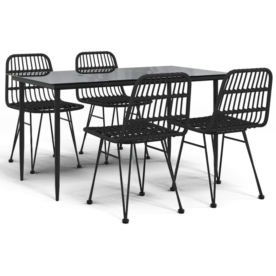 -Delige Tuinset Poly Rattan 5 140 cm tafellengte Zwart