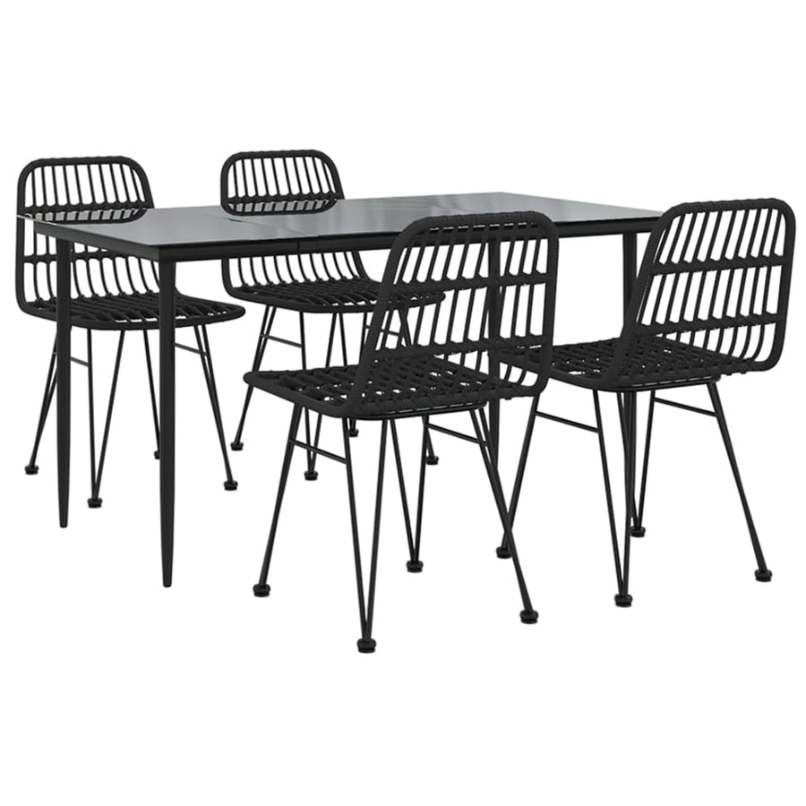 -Delige Tuinset Poly Rattan 5 140 cm tafellengte Zwart