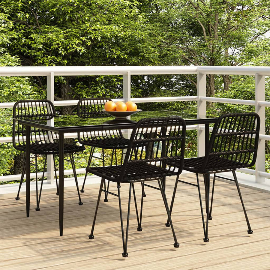 -Delige Tuinset Poly Rattan 5 140 cm tafellengte Zwart