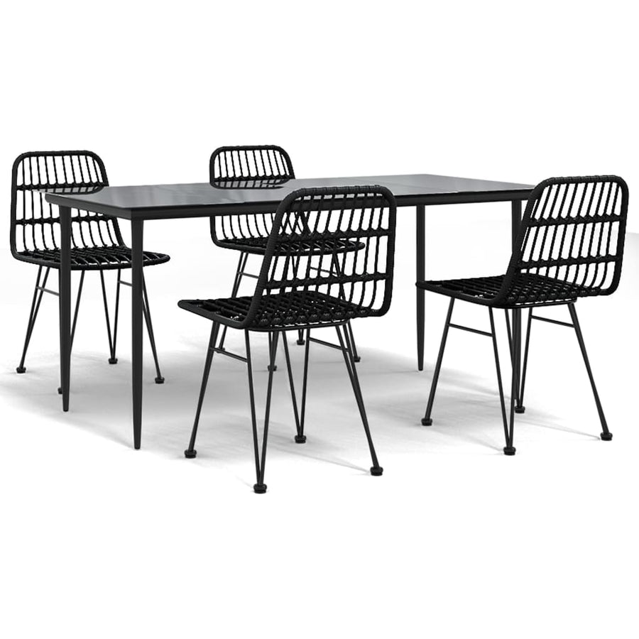-Delige Tuinset Poly Rattan 5 160 cm tafellengte Zwart