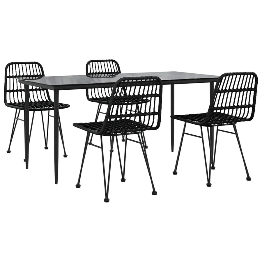 -Delige Tuinset Poly Rattan 5 160 cm tafellengte Zwart