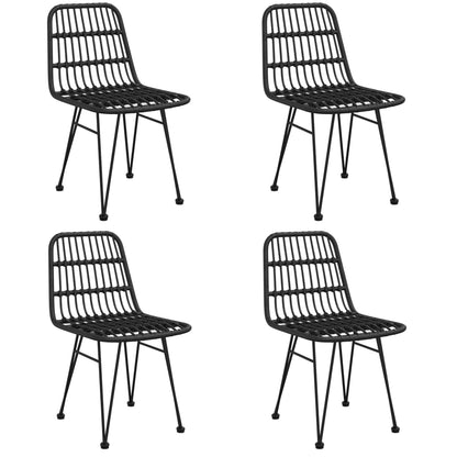 -Delige Tuinset Poly Rattan 5 160 cm tafellengte Zwart