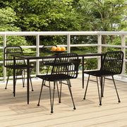 Tuinset poly rattan 5-delig zwart 160x80x74 cm