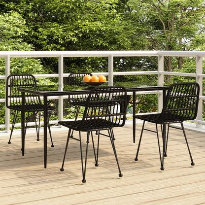 -Delige Tuinset Poly Rattan 5 160 cm tafellengte Zwart