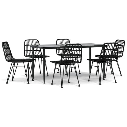 -Delige Tuinset Poly Rattan 7 160 cm tafellengte Zwart