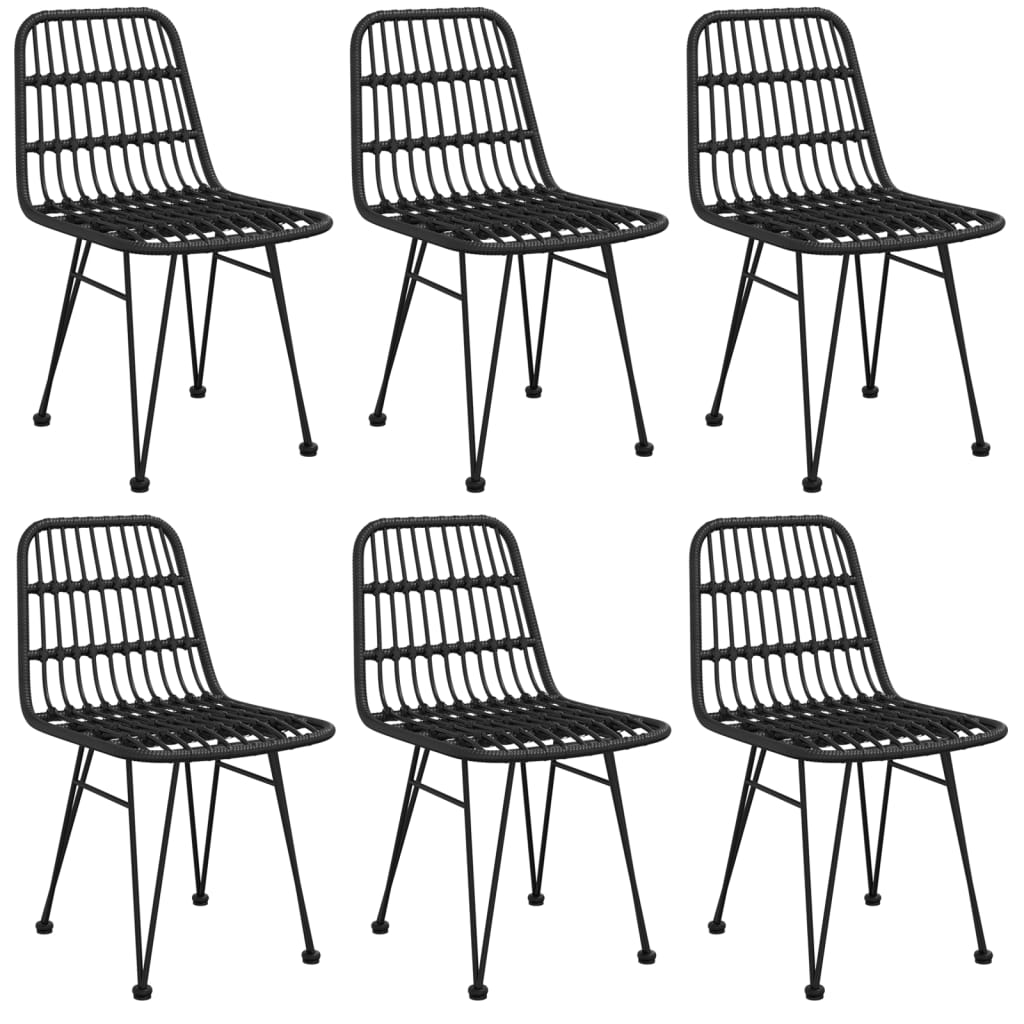 -Delige Tuinset Poly Rattan 7 160 cm tafellengte Zwart