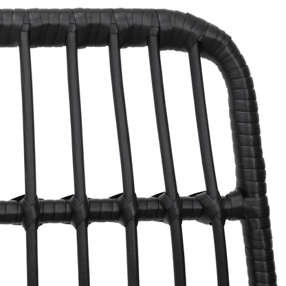 -Delige Tuinset Poly Rattan 7 160 cm tafellengte Zwart
