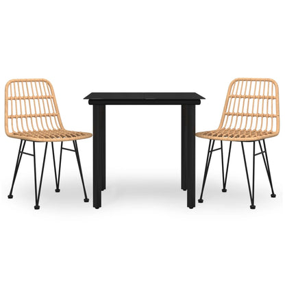-Delige Tuinset Poly Rattan 3 80 cm tafellengte Bruin