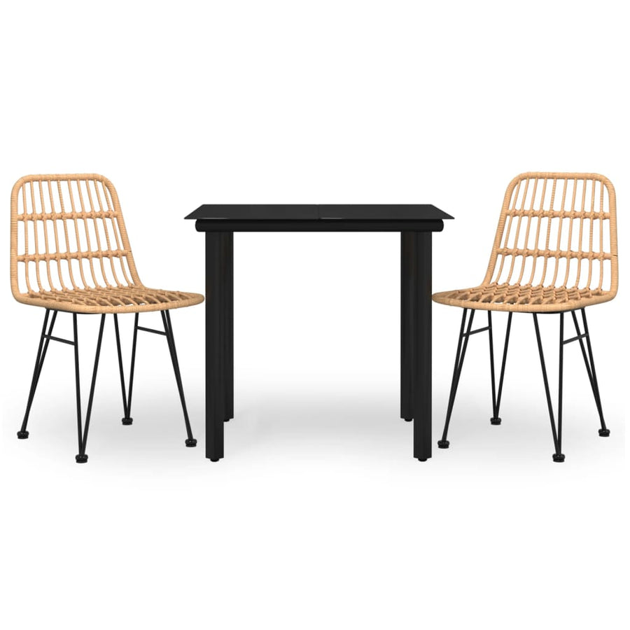 -Delige Tuinset Poly Rattan 3 80 cm tafellengte Bruin