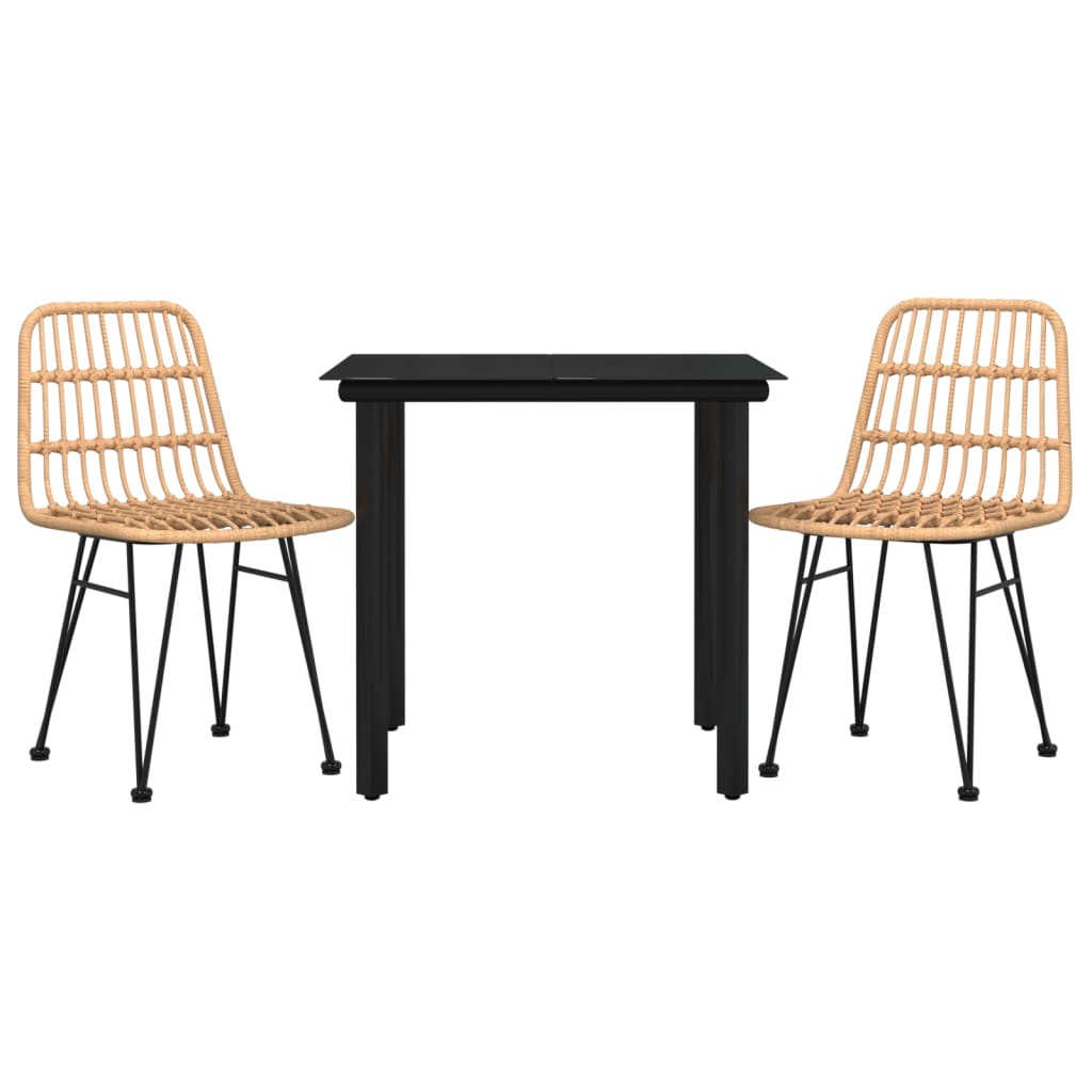 -Delige Tuinset Poly Rattan 3 80 cm tafellengte Bruin